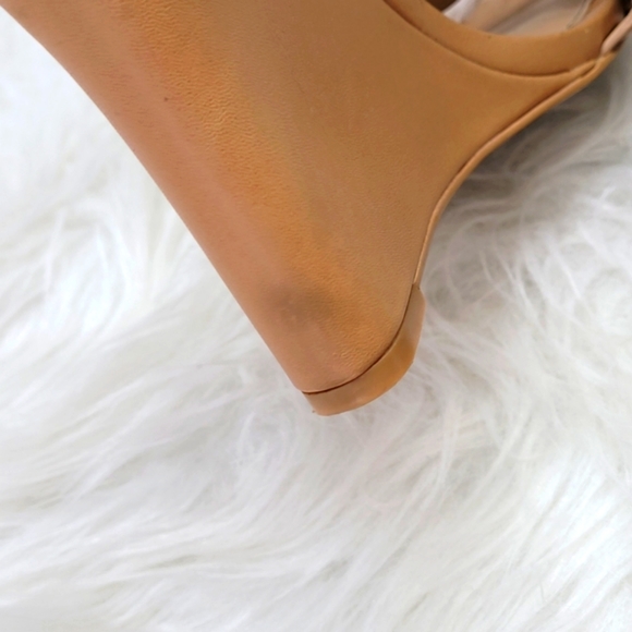 Just Fab Tan Ankle Sandals Gold Studs - Picture 2 of 7